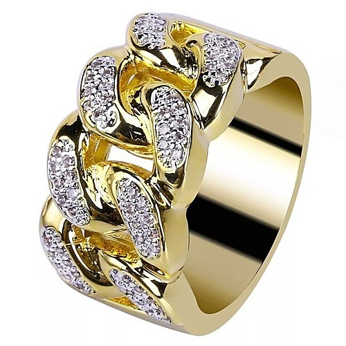 

Ring Cubic Zirconia Stylish Gold 18K Gold Plated Copper Rhinestone Creative Stylish European Trendy 1pc 8 9 10 11 12 / Men's