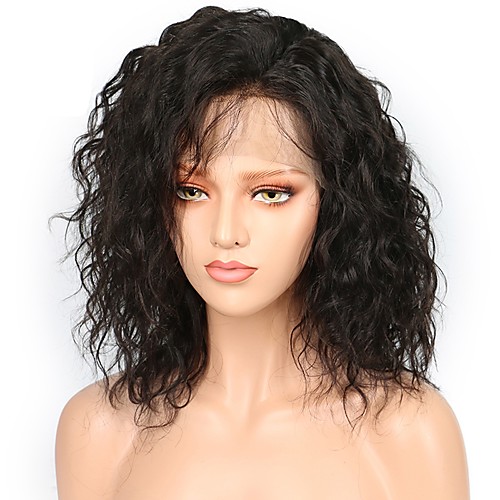 

Human Hair Lace Front Wig Bob style Brazilian Hair Burmese Hair Water Wave Natural Natural Black Wig 130% Density with Baby Hair Women Easy dressing Best Quality Hot Sale Women's Short Human Hair
