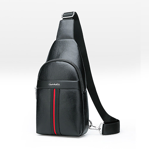 

Men's Zipper PU Sling Shoulder Bag Solid Color Black / Brown