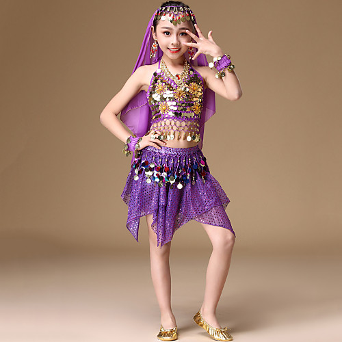 

Belly Dance Hair Jewelry Copper Coin Bandage Tiered Girls' Performance Sleeveless Dropped Spandex