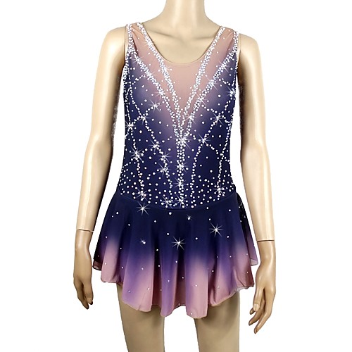 

Figure Skating Dress Women's Girls' Ice Skating Dress Random Colors Open Back Halo Dyeing Spandex Micro-elastic Professional Competition Skating Wear Handmade Sequin Sleeveless Figure Skating