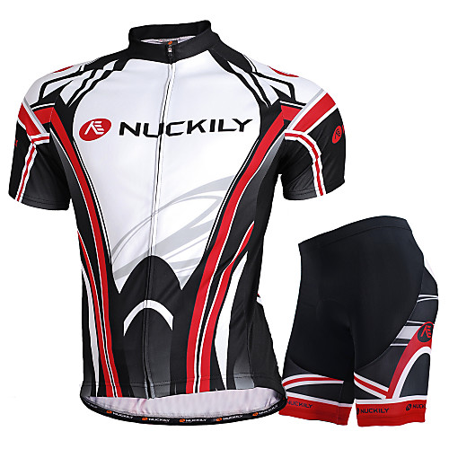 

Nuckily Men's Women's Short Sleeve Cycling Jersey with Shorts Black Bike Shorts Jersey Clothing Suit Waterproof Breathable Ultraviolet Resistant Waterproof Zipper Reflective Strips Sports Polyester