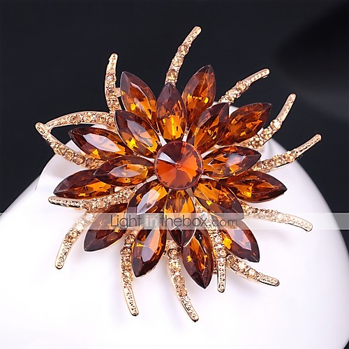 

Women's Citrine Brooches Layered 3D Flower Ladies Vintage Colorful Rhinestone Gold Plated Brooch Jewelry Rainbow White Champagne For Evening Party Festival