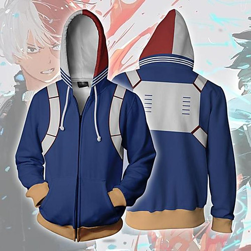 

Inspired by My Hero Academy Battle For All / Boku no Hero Academia Todoroki Shoto Coat Hoodie Terylene Cartoon Stylish Print For Men's / Women's