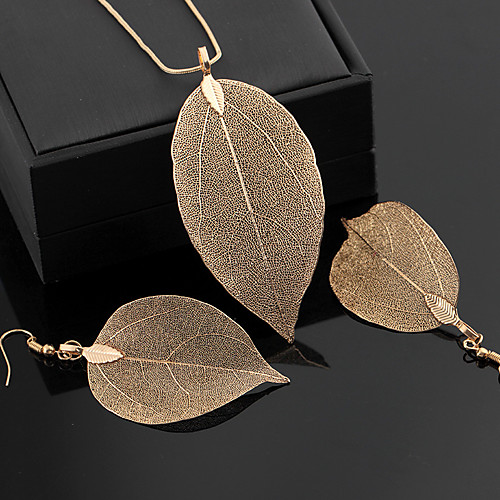 

Women's Hoop Earrings Pendant Necklace Classic Leaf Statement Ladies Vintage Elegant Earrings Jewelry Black / Gold / Silver For Ceremony Evening Party 1 set