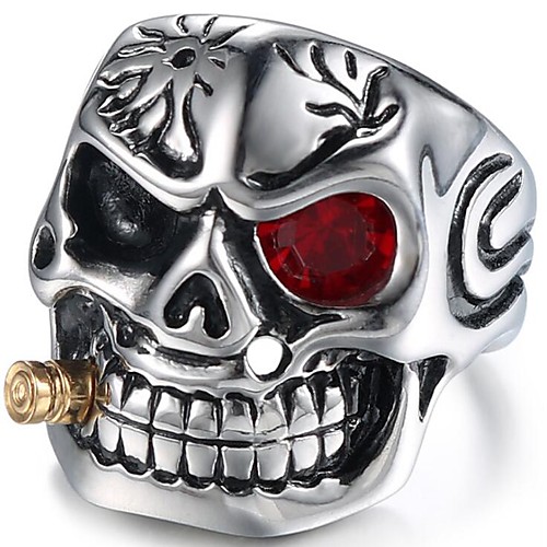 

Men's Midi Ring Ruby 1pc Silver Red Titanium Steel Geometric Vintage Daily Birthday Jewelry Vintage Style Mexican Sugar Skull Skull Cool