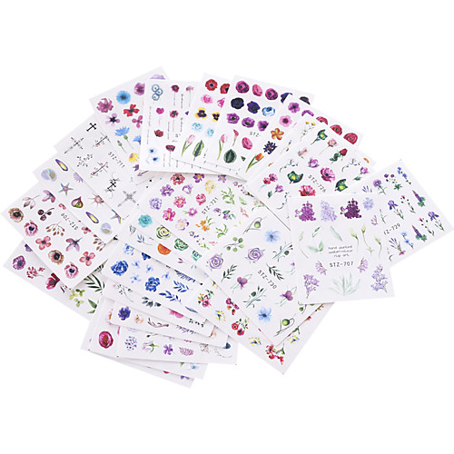 

24 Sheets Nail Stickers Flower Watermark Sticker Color Rose Flower Nail All-Match Trend Water Transfer Color Sticker for DIY Nail Art Decorations