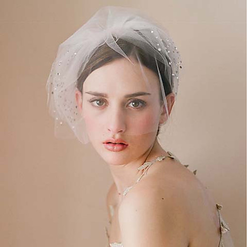 

One-tier Vintage Style / Classic Style Wedding Veil Blusher Veils with Sparkling Glitter / Solid Tulle / Birdcage