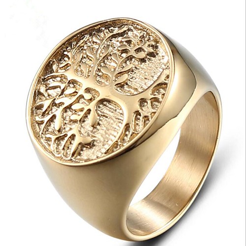 

Men's Midi Ring Signet Ring 1pc Gold Titanium Steel Geometric Fashion Party Daily Jewelry Retro Engraved life Tree Cool