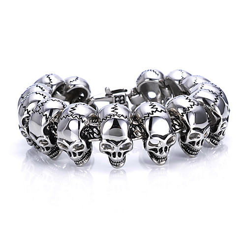 

Men's Chain Bracelet Handmade Link Bracelet Vintage Style Skull Statement Trendy Initial Titanium Steel Bracelet Jewelry Silver For Night out&Special occasion Street / Steel Stainless