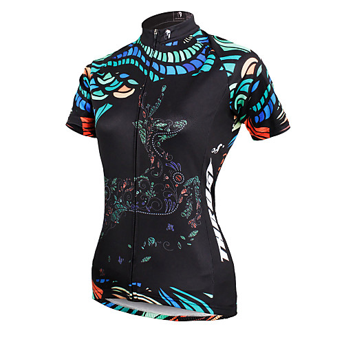 

ILPALADINO Women's Short Sleeve Cycling Jersey Polyester Black Deer Plus Size Bike Jersey Top Mountain Bike MTB Road Bike Cycling Breathable Quick Dry Ultraviolet Resistant Sports Clothing Apparel