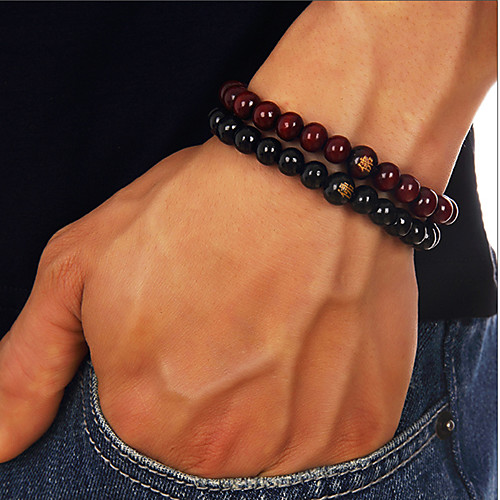 

Men's Bead Bracelet Beads Buddha Chakra Cheap Simple Casual / Sporty equilibrio Wooden Bracelet Jewelry Red / Black / Brown 2 For Daily Street Going out