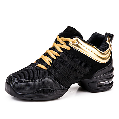 

Women's Dance Sneakers Practice Trainning Dance Shoes Sneaker Thick Heel Black / Gold Black / Red White Lace-up