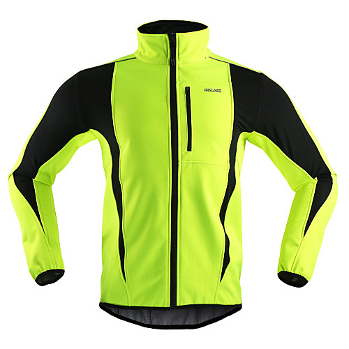 

Arsuxeo Men's Cycling Jacket Bike Jacket / Winter Fleece Jacket / Top Windproof, Thermal / Warm, Breathable Stripe Polyester, Spandex, Fleece Winter Orange / Red / Light Green Road Cycling Relaxed Fit