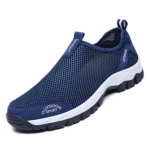 

Men's Comfort Shoes Fall Sporty / Casual Athletic Daily Outdoor Trainers / Athletic Shoes Walking Shoes Mesh Breathable Non-slipping Light Grey / Black / Dark Blue Slogan