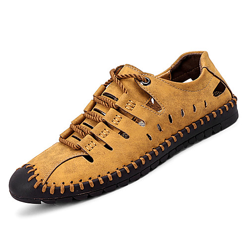 

Men's Sandals Comfort Shoes Sporty Athletic Outdoor Faux Leather PU Non-slipping Black Khaki Brown Summer