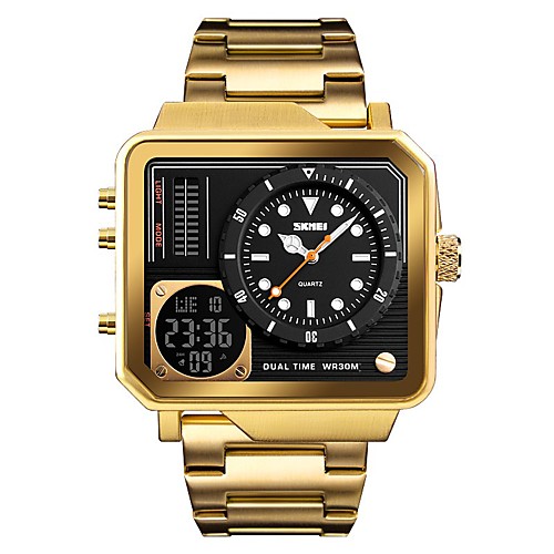 

SKMEI Men's Sport Watch Military Watch Digital Watch Japanese Digital Stainless Steel Black / Silver / Gold 30 m Alarm Calendar / date / day Chronograph Analog - Digital Luxury Fashion - Silver