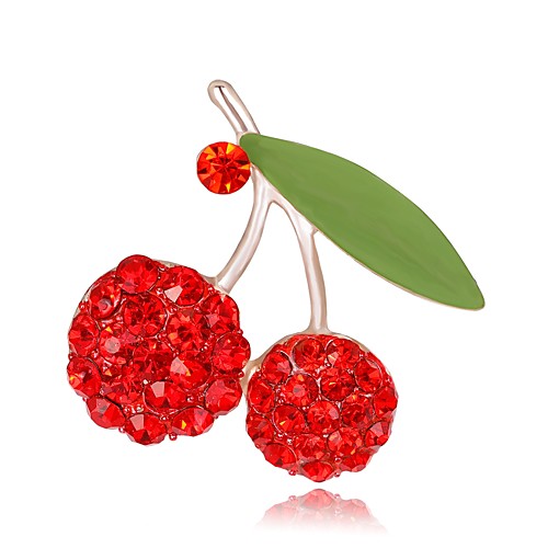 

Women's Brooches Stylish 3D Flower Fruit Ladies Stylish Unique Design Rhinestone Gold Plated Brooch Jewelry Red For Evening Party Street
