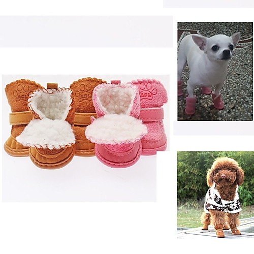 

Dog Boots / Shoes Closed Toe Solid Colored Cartoon For Pets Cotton Coffee / Winter