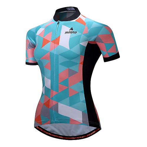 

Miloto Women's Short Sleeve Cycling Jersey Green Argyle Bike Jersey Top Breathable Moisture Wicking Reflective Strips Sports 100% Polyester Mountain Bike MTB Road Bike Cycling Clothing Apparel
