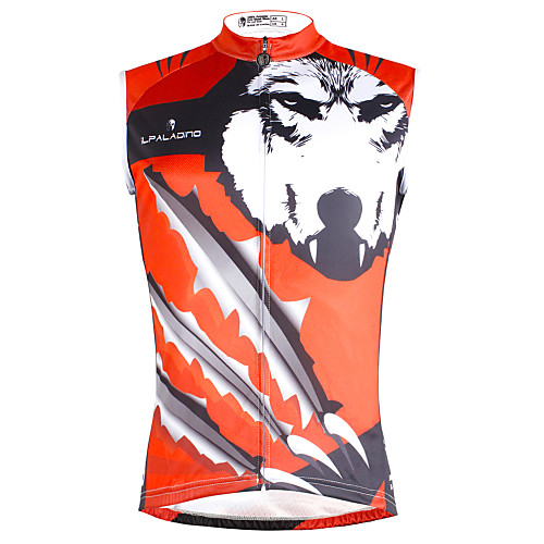 

ILPALADINO Men's Sleeveless Cycling Jersey Red / Silver Wolf Bike Vest / Gilet Jersey Tank Top Mountain Bike MTB Road Bike Cycling Quick Dry Sports Clothing Apparel / Stretchy