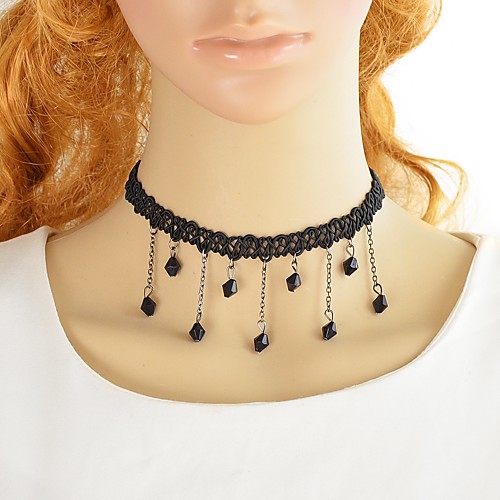 

Women's Synthetic Tourmaline Pendant Necklace Single Strand Lucky Ladies Simple Gothic Fashion Lace Alloy Black 36 cm Necklace Jewelry 1pc For Party / Evening School