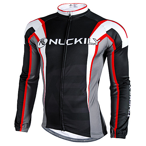 

Nuckily Men's Long Sleeve Cycling Jersey Winter Fleece Polyester Velvet Black Patchwork Bike Jersey Top Mountain Bike MTB Road Bike Cycling Thermal / Warm Waterproof Windproof Sports Clothing Apparel