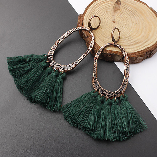 

Women's Drop Earrings Hanging Earrings Tassel Ladies Vintage European Fashion Earrings Jewelry Wine / Light Blue / Dark Green For Causal Daily 1 Pair