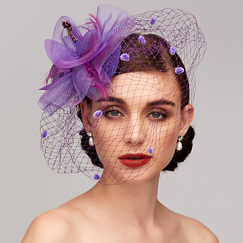 

Feather / Net Fascinators / Headpiece with Feather / Floral / Flower 1pc Wedding / Special Occasion / Horse Race Headpiece