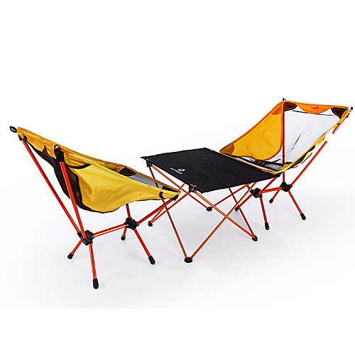

BEAR SYMBOL Camping Folding Table with Chairs Portable Anti-Slip Ultra Light (UL) Breathability Oxford Cloth 7075 Aluminium 2 Chairs 1 Table for Fishing Camping Autumn / Fall Spring Orange / Foldable