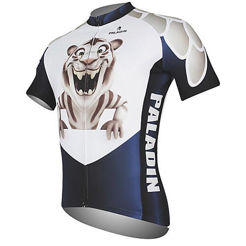 

ILPALADINO Men's Short Sleeve Cycling Jersey Black / White Animal Tiger Bike Jersey Top Mountain Bike MTB Road Bike Cycling Breathable Quick Dry Ultraviolet Resistant Sports Clothing Apparel