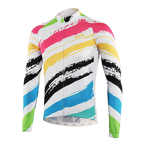 

Arsuxeo Men's Long Sleeve Cycling Jersey Summer Winter White Bike Top Mountain Bike MTB Road Bike Cycling Back Pocket Sweat-wicking Sports Clothing Apparel / Triathlon / Multi-panel Construction