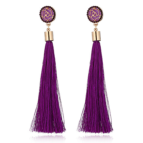 

Women's Drop Earrings Hanging Earrings Tassel Long Roses Flower Ladies Bohemian European Fashion Elegant Rhinestone Earrings Jewelry Green / Pink / Light Blue For Party Causal 1 Pair