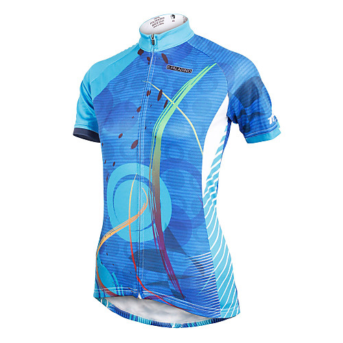 

ILPALADINO Women's Short Sleeve Cycling Jersey Polyester Blue Plus Size Bike Jersey Top Mountain Bike MTB Road Bike Cycling Breathable Quick Dry Ultraviolet Resistant Sports Clothing Apparel