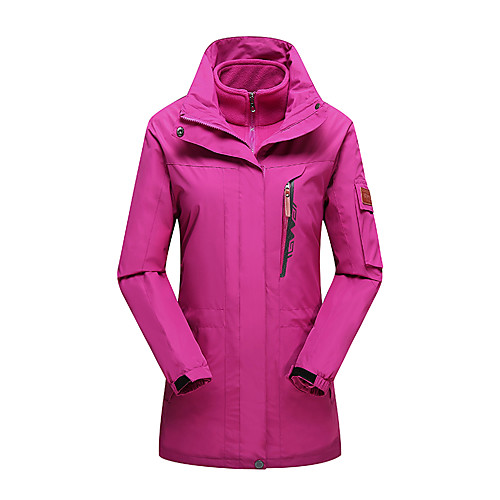 

Women's Hoodie Jacket Hiking Jacket Winter Outdoor Thermal / Warm Windproof UV Resistant Breathable 3-in-1 Jacket Top Single Slider Camping / Hiking Ski / Snowboard Fishing Black / Sky Blue / Fuchsia