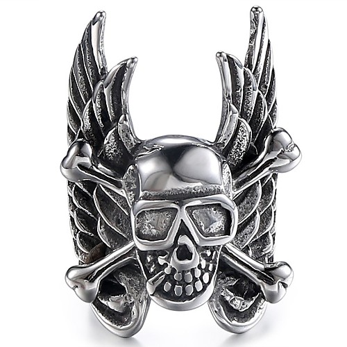 

Ring Vintage Style Black Titanium Steel Skull Wings Stylish Vintage Punk 1pc 8 9 10 11 12 / Men's