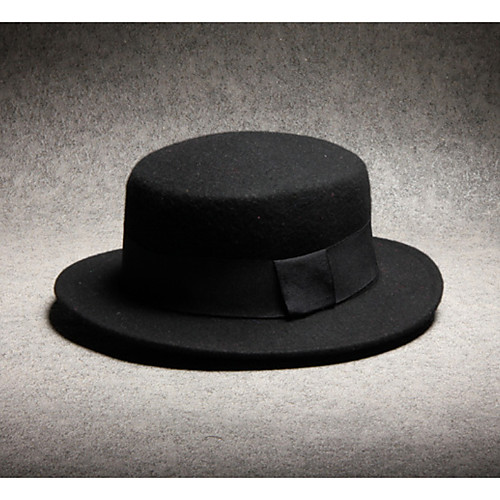 

Men's Polyester Fedora Hat-Solid Colored Black
