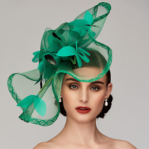 

Feather / Net Kentucky Derby Hat / Fascinators / Headpiece with Feather / Floral / Flower 1pc Horse Race / Ladies Day Headpiece