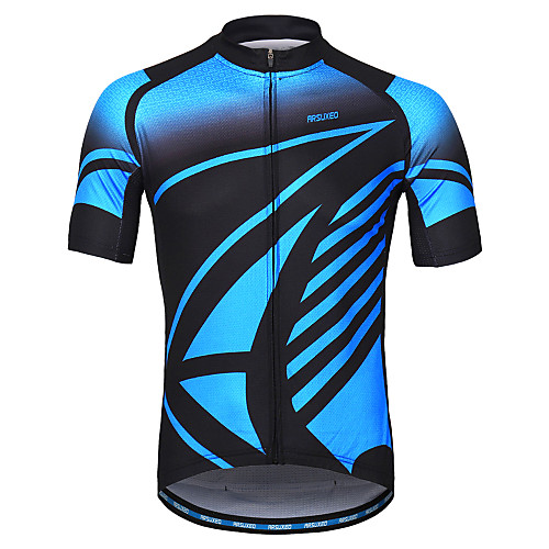 

Arsuxeo Men's Short Sleeve Cycling Jersey Blue Bike Jersey Mountain Bike MTB Road Bike Cycling Reflective Strips Sweat-wicking Sports Clothing Apparel