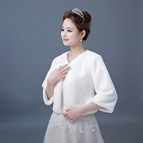

3/4 Length Sleeve Coats / Jackets Faux Fur Wedding / Party / Evening Women's Wrap With Button
