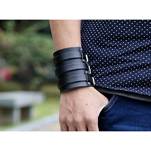 

Men's Vintage Bracelet Leather Bracelet Layered Retro Creative Stylish Vintage Punk Genuine Leather Bracelet Jewelry Black For Gift Street