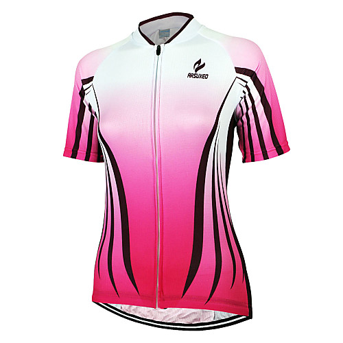 

Arsuxeo Women's Short Sleeve Cycling Jersey Pink Stripes Bike Jersey Top Mountain Bike MTB Road Bike Cycling Breathable Quick Dry Anatomic Design Sports Clothing Apparel / Stretchy