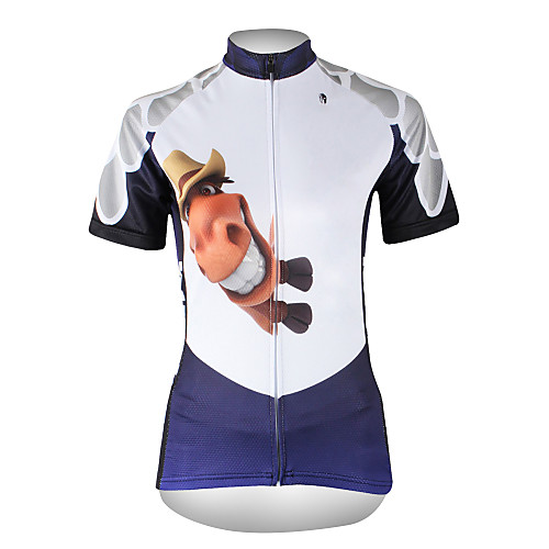 

ILPALADINO Women's Short Sleeve Cycling Jersey WhiteBlue Animal Cartoon Plus Size Bike Jersey Top Mountain Bike MTB Road Bike Cycling Breathable Quick Dry Ultraviolet Resistant Sports 100% Polyester