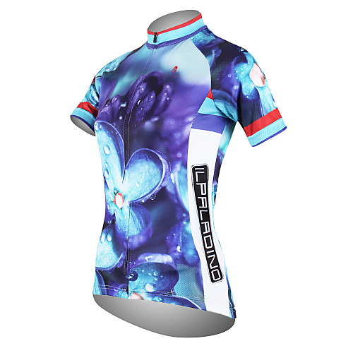 

ILPALADINO Women's Short Sleeve Cycling Jersey Polyester Purple Floral Botanical Plus Size Bike Jersey Top Mountain Bike MTB Road Bike Cycling Breathable Quick Dry Ultraviolet Resistant Sports