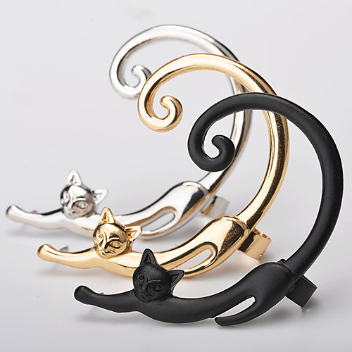 

Women's Ear Cuff Ear climbers Cat Animal Ladies Simple Earrings Jewelry Black / Gold / Silver For Going out Birthday 1pc