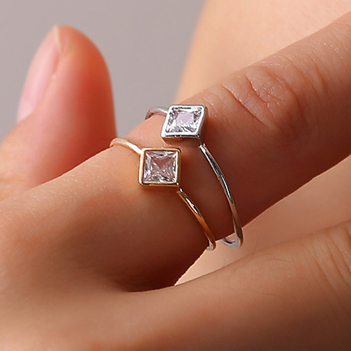 

Women's Ring Tail Ring Onyx Crystal 1pc Gold Silver Austria Crystal Alloy Square Ladies Simple Geometric Daily Going out Jewelry Stylish Solitaire Creative Cute