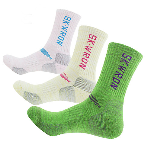 

Women's Athletic Sports Socks Hiking Socks 3 Pairs Crew Socks Winter Outdoor Lightweight Stretchy Long Socks Fashion Cotton White Pink Green for Skiing Climbing Outdoor Exercise