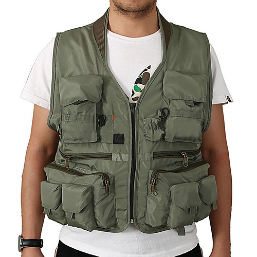 

Men's Fishing Vest Outdoor Multi-Pockets Quick Dry Lightweight Breathable Vest / Gilet Spring, Fall, Winter, Summer Photography Camping & Hiking Traveling Army Green Khaki Green / Sleeveless