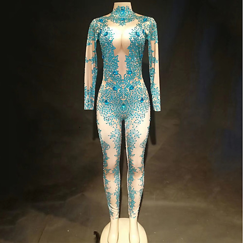 

Exotic Dancewear Leotard / Onesie Crystals / Rhinestones Women's Performance Long Sleeve Spandex