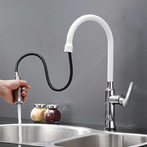 

Kitchen faucet - Single Handle One Hole Painted Finishes Pull-out / ­Pull-down / Tall / ­High Arc Deck Mounted Contemporary Kitchen Taps